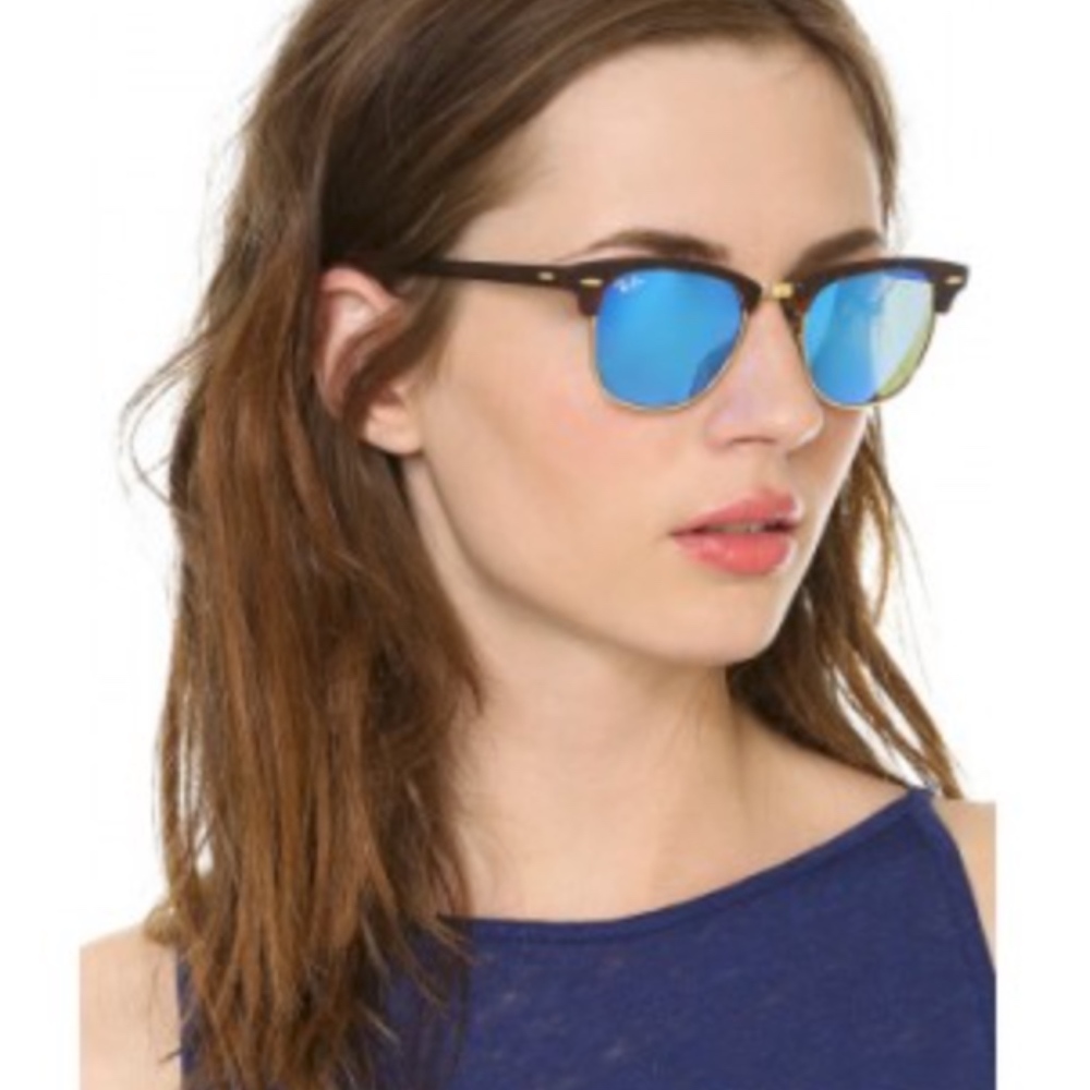 RAYBAN CLUBMASTERS tortoise frames with blue flash